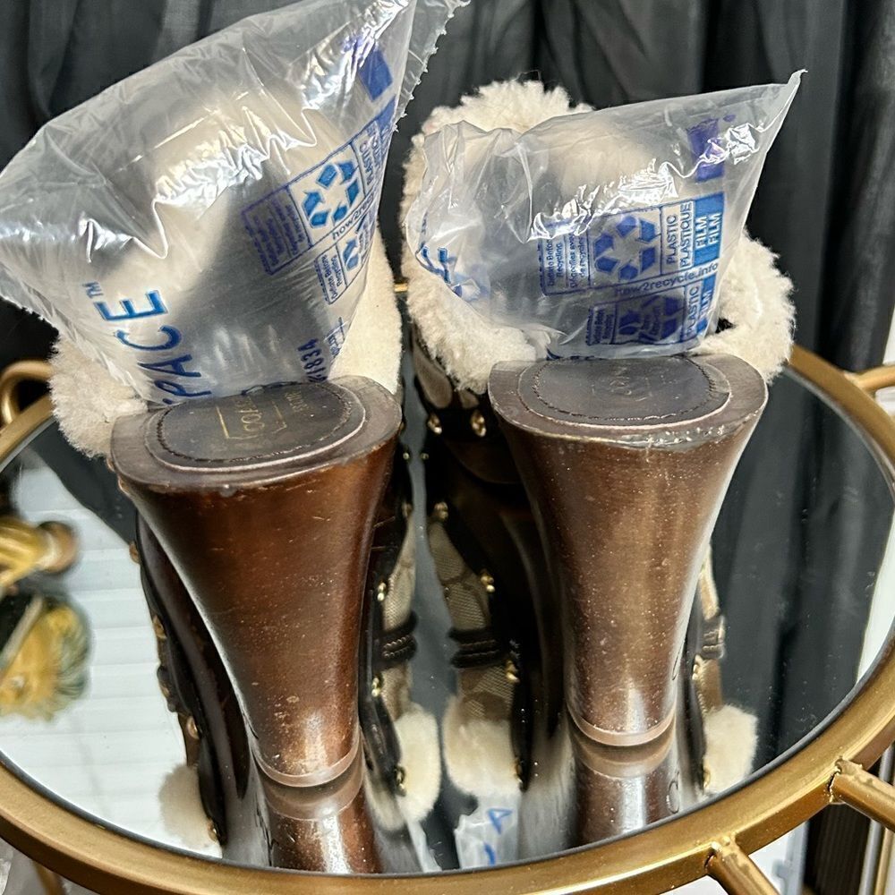 Coach Signature Faux Fur Clogs - Picture 3 of 5